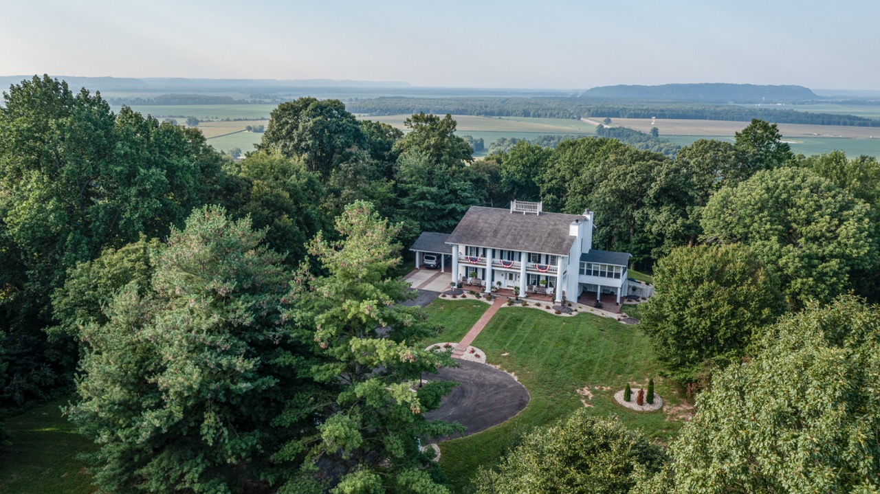 Aerial drone photo of home house real estate for sale